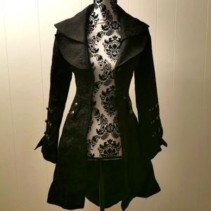 Hearts & Roses Blair Steampunk Coat in Black Brocade, Small (Size 6)